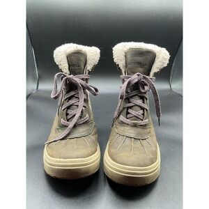 Merrell Womens Size 6.5 Haven Mid Lace Polar Olive Waterproof Lined Winter Boots